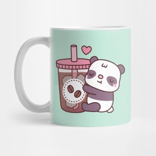 Cute Little Panda Bear Hugging Iced Coffee Mug